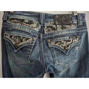 Miss Me Jeans Womens Blue Denim Zip Fly Easy Boot Size 27